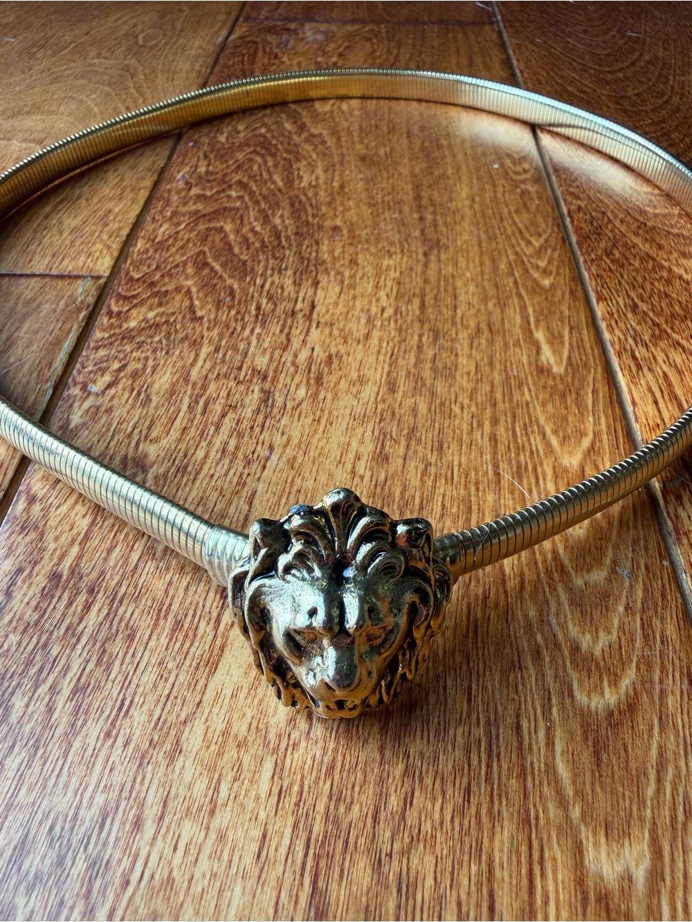 Vintage Anne Klein Metallic Gold Lion-Head  Belt